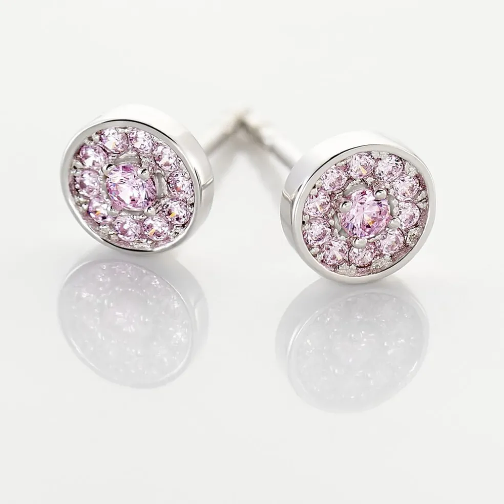 Boucles D'oreilles Puces Auxana Argent Blanc Oxyde De Zirconium