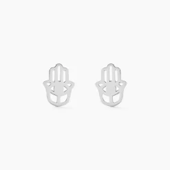 Boucles D'oreilles Puces Abby Argent Blanc