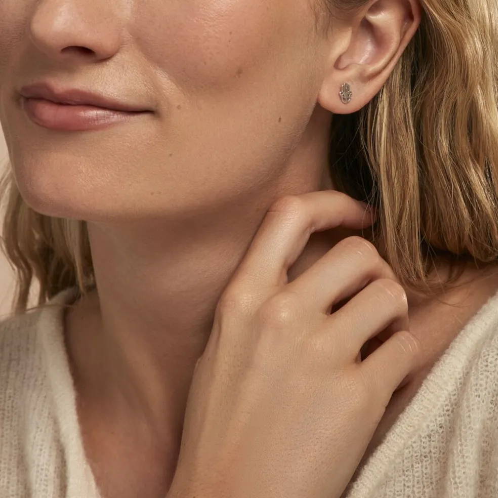 Boucles D'oreilles Puces Abby Argent Blanc