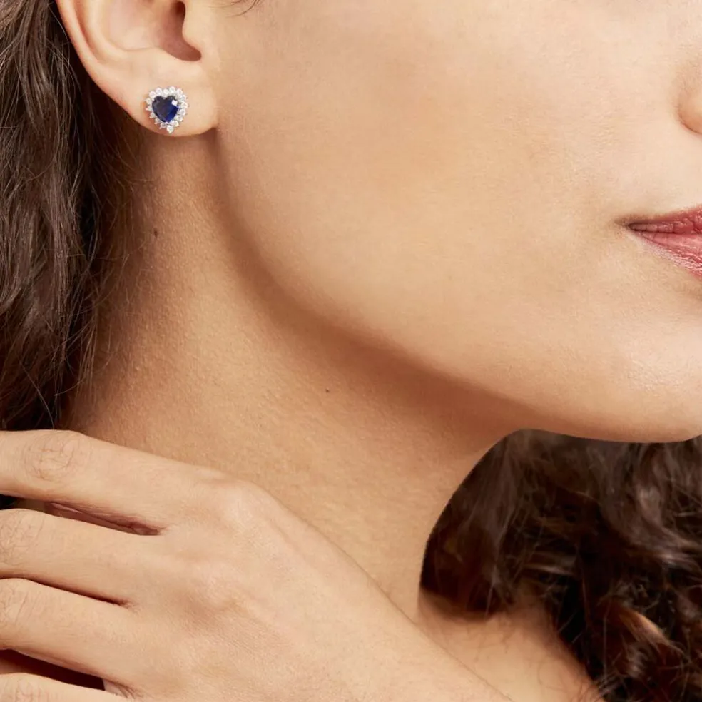 Boucles D'oreilles Puces Argent Blanc Sphinx Pierres