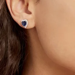 Boucles D'oreilles Puces Argent Blanc Sphinx Pierres