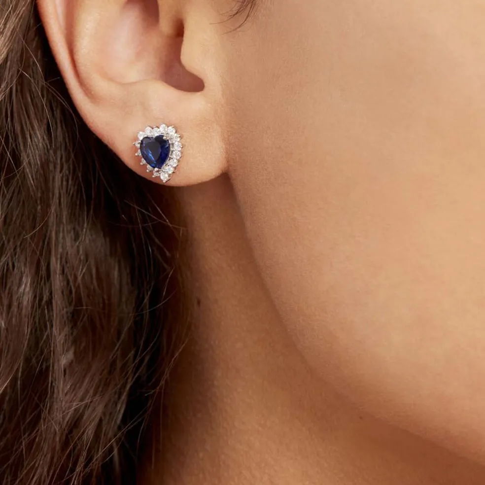 Boucles D'oreilles Puces Argent Blanc Sphinx Pierres