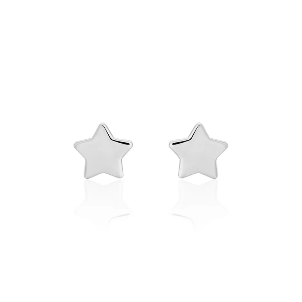 Boucles D'oreilles Puces Astre Argent Blanc