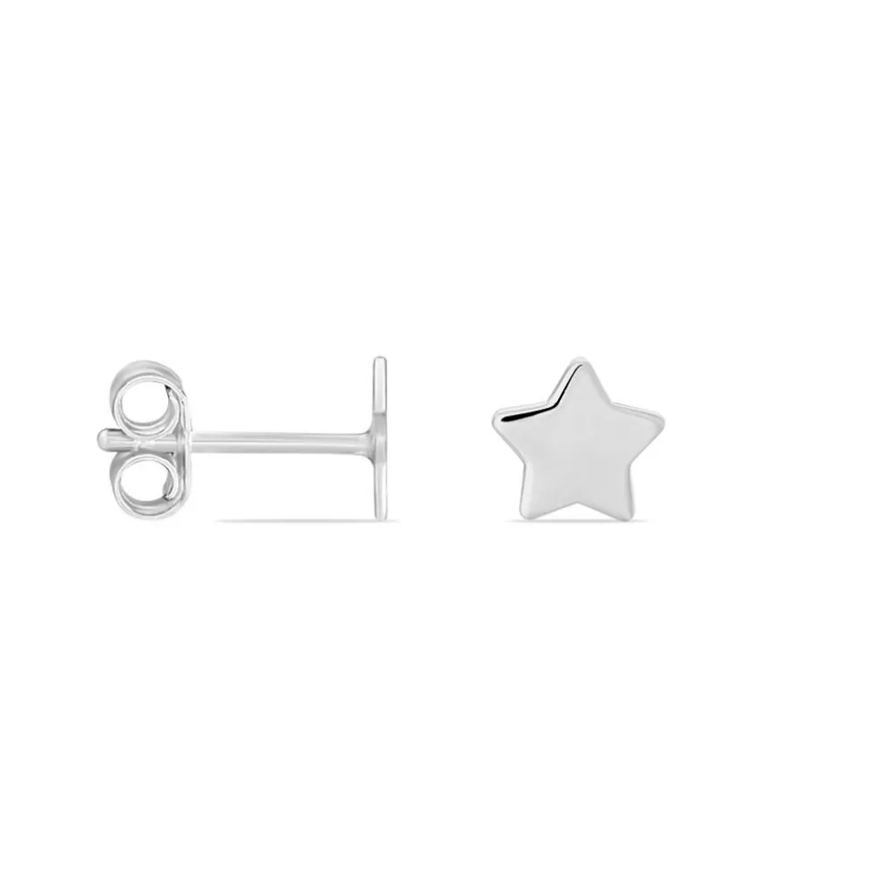 Boucles D'oreilles Puces Astre Argent Blanc