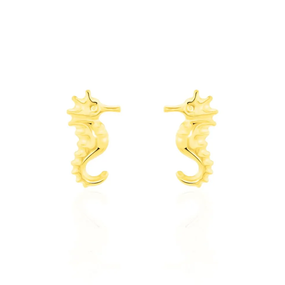 Boucles D'oreilles Puces Ambrosie Hippocampe Or Jaune
