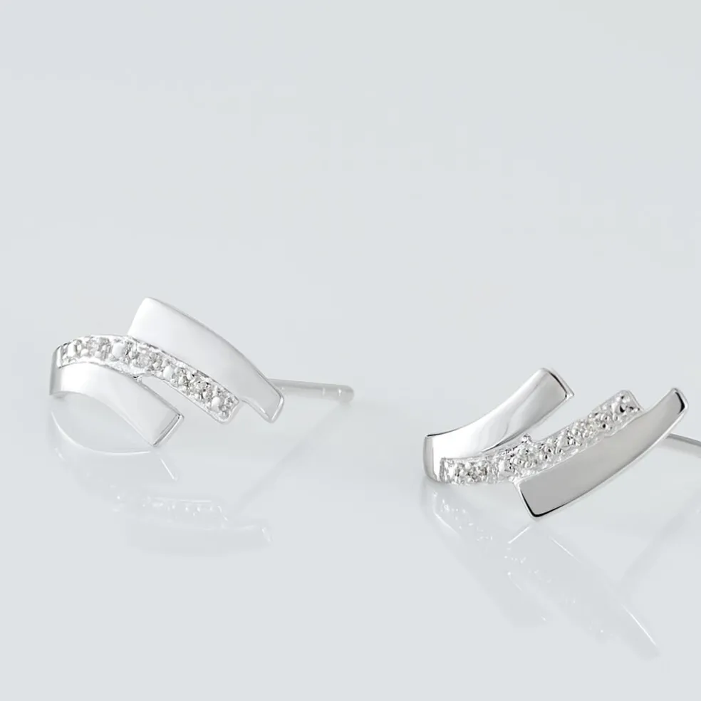 Boucles D'oreilles Puces Ainhoa Or Blanc Diamant