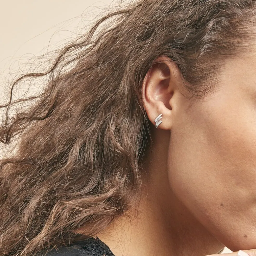 Boucles D'oreilles Puces Ainhoa Or Blanc Diamant