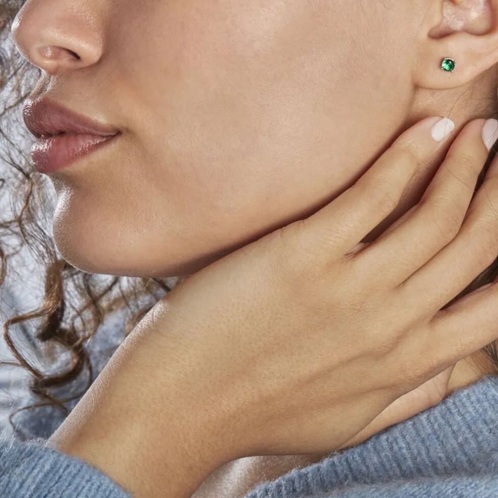 Boucles D'oreilles Puces Argent Blanc Dwight Oxydes De Zirconium