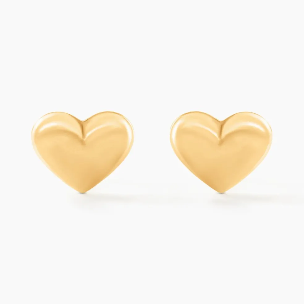 Boucles D'oreilles Puces Aricia Coeur Or Jaune