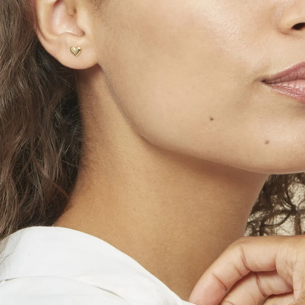 Boucles D'oreilles Puces Aricia Coeur Or Jaune