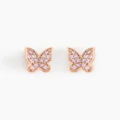 Boucles D'oreilles Puces Anne-lise Argent Rose Oxyde De Zirconium