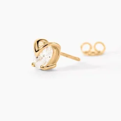 Boucles D'oreilles Puces Abelinia Plaqué Or Jaune Oxyde De Zirconium