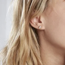 Boucles D'oreilles Puces Abelinia Plaqué Or Jaune Oxyde De Zirconium