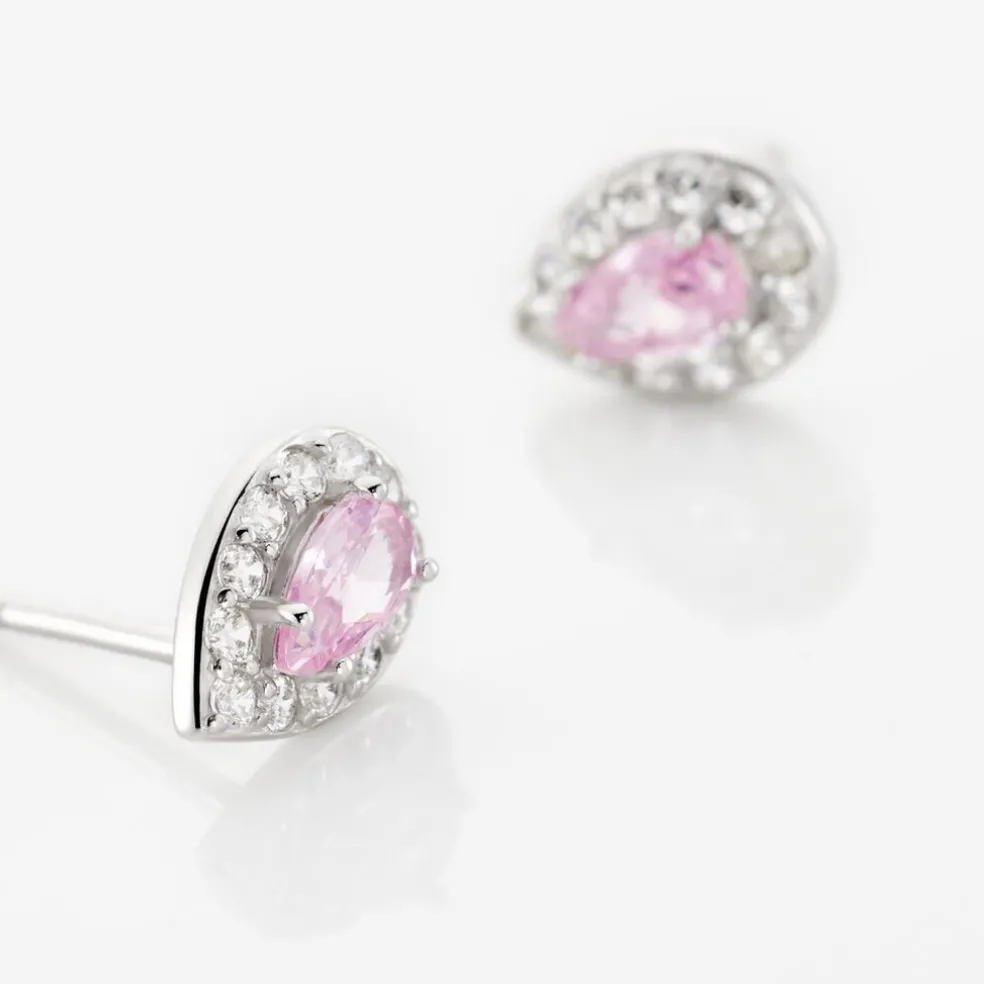 Boucles D'oreilles Puces Argent Blanc Tania Oxydes De Zirconium