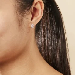 Boucles D'oreilles Puces Argent Blanc Tania Oxydes De Zirconium