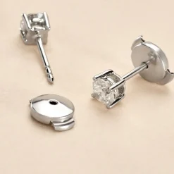 Boucles D'oreilles Puces Aphrodite Or Blanc Diamants