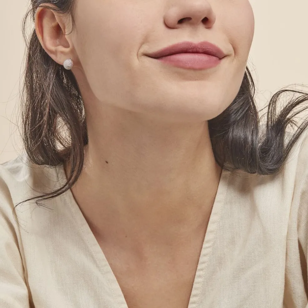 Boucles D'oreilles Puces Ayana Argent Blanc