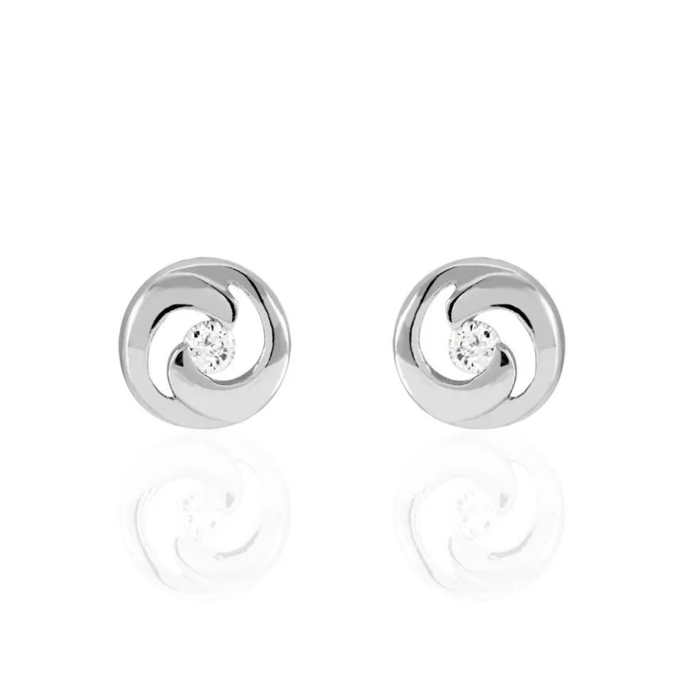 Boucles D'oreilles Puces Anne-andree Argent Blanc Oxyde De Zirconium