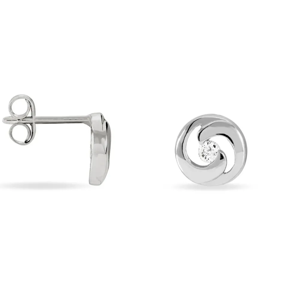 Boucles D'oreilles Puces Anne-andree Argent Blanc Oxyde De Zirconium