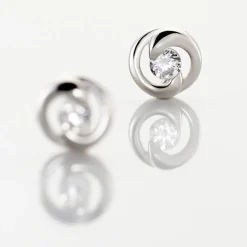 Boucles D'oreilles Puces Anne-andree Argent Blanc Oxyde De Zirconium