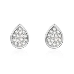 Boucles D'oreilles Puces Argent Blanc Tricoria Oxydes De Zirconium