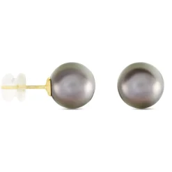 Boucles D'oreilles Puces Alper Or Jaune Perle De Culture De Tahiti