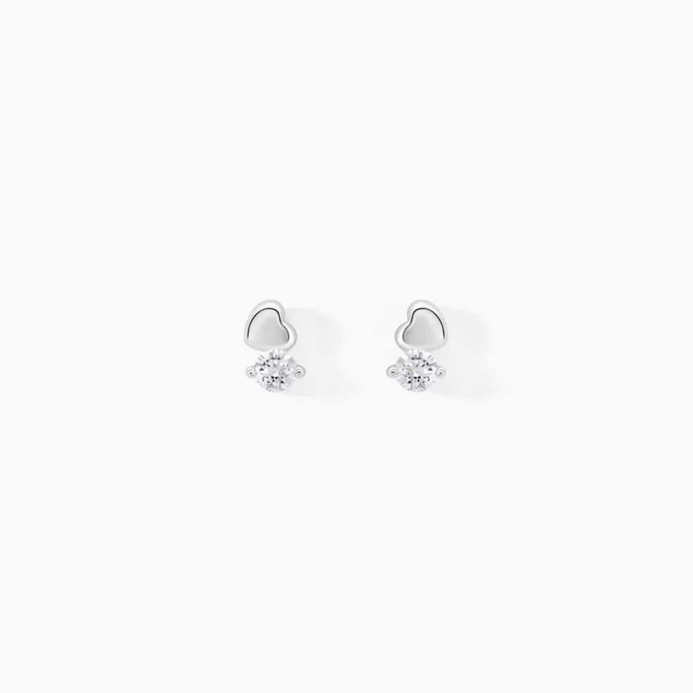 Boucles D'oreilles Puces Amani Argent Blanc Oxyde De Zirconium