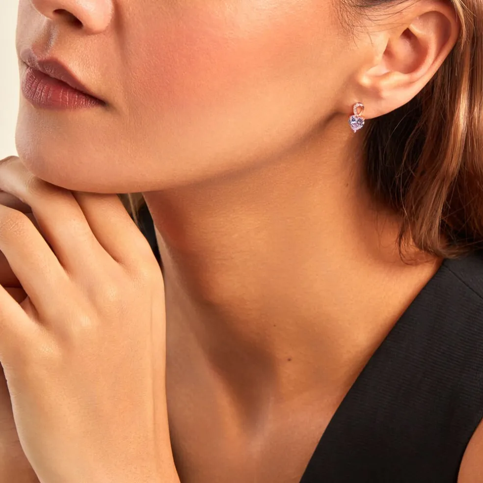 Boucles D'oreilles Puces Atieno Argent Rose Oxyde De Zirconium
