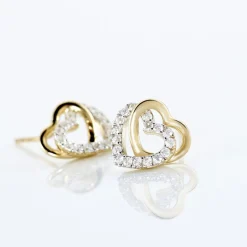 Boucles D'oreilles Puces Ablaye Or Jaune Oxyde De Zirconium