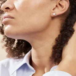 Boucles D'oreilles Puces Argent Blanc Dounyo Oxydes De Zirconium