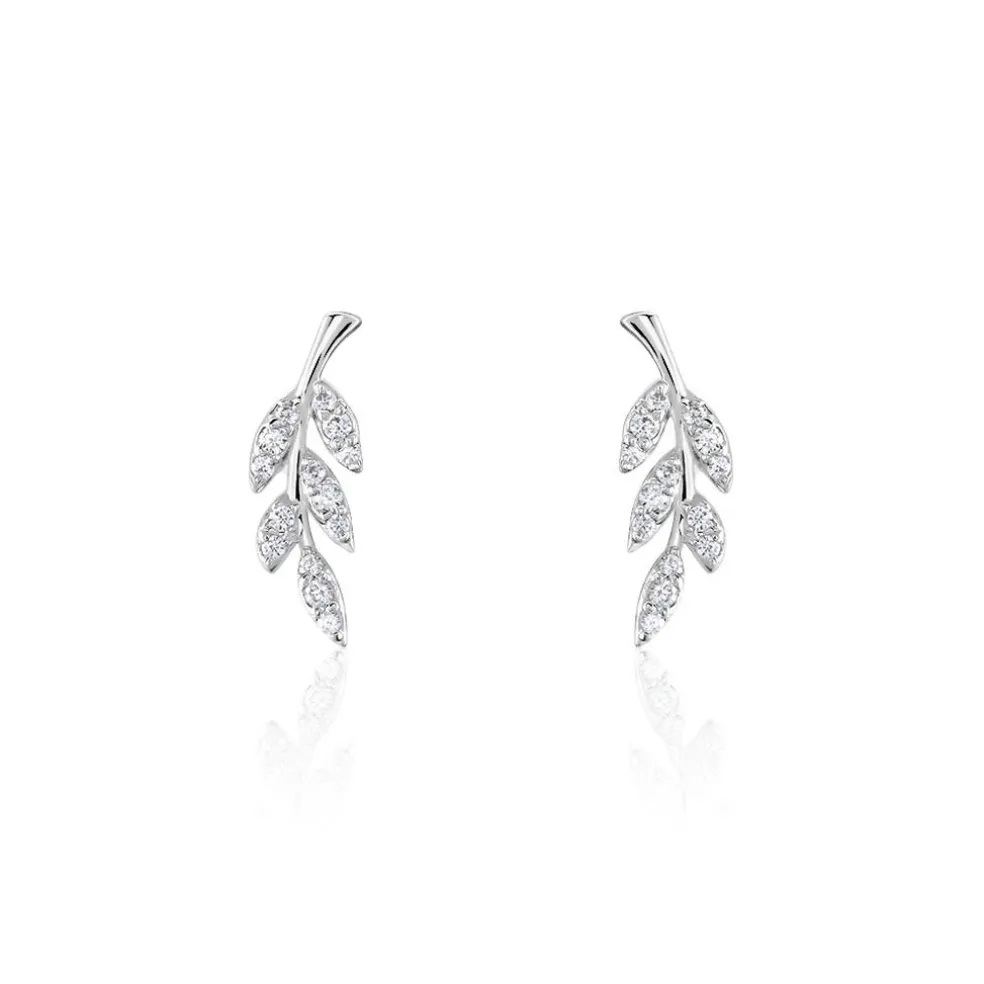 Boucles D'oreilles Puces Alma Argent Blanc Oxyde De Zirconium