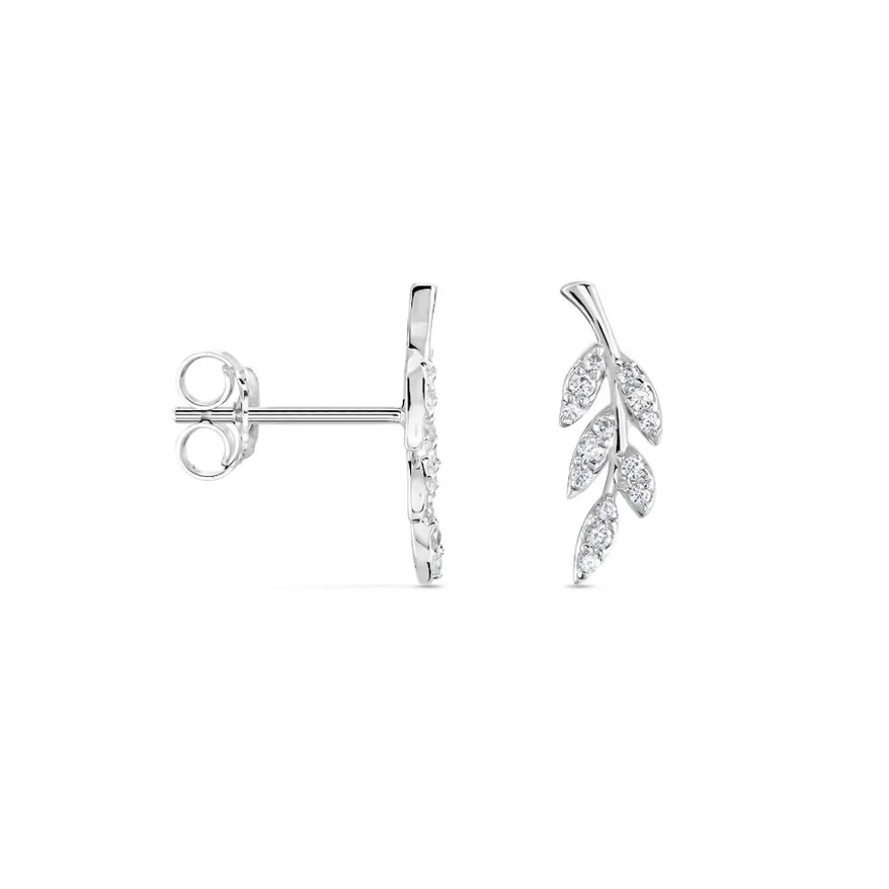 Boucles D'oreilles Puces Alma Argent Blanc Oxyde De Zirconium