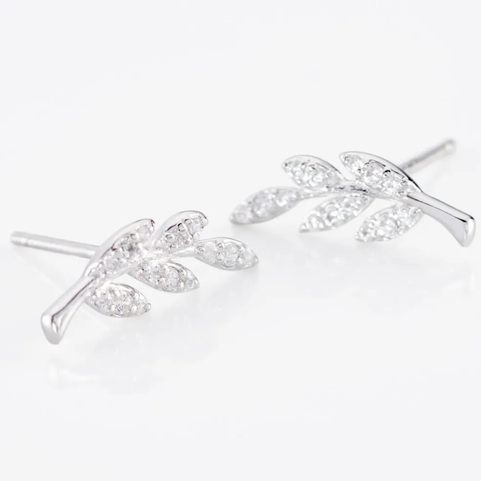 Boucles D'oreilles Puces Alma Argent Blanc Oxyde De Zirconium