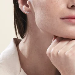 Boucles D'oreilles Puces Alma Argent Blanc Oxyde De Zirconium