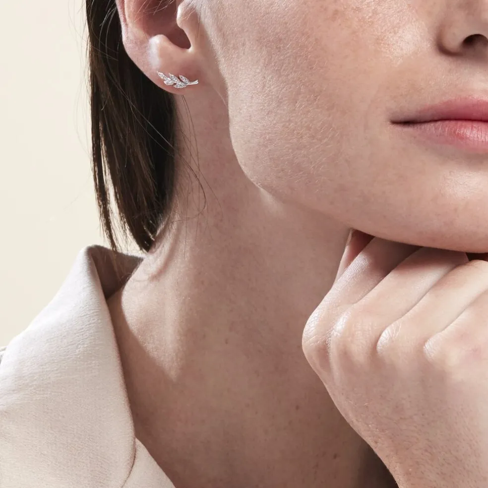 Boucles D'oreilles Puces Alma Argent Blanc Oxyde De Zirconium