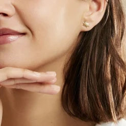Boucles D'oreilles Puces Almahae Tortue Or Jaune