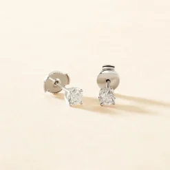 Boucles D'oreilles Puces Aphrodite Or Blanc Diamant