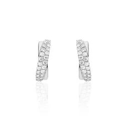 Boucles D'oreilles Puces Aglae Or Blanc Oxyde De Zirconium