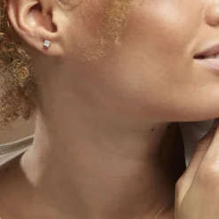 Boucles D'oreilles Puces Alys Argent Blanc Oxyde De Zirconium