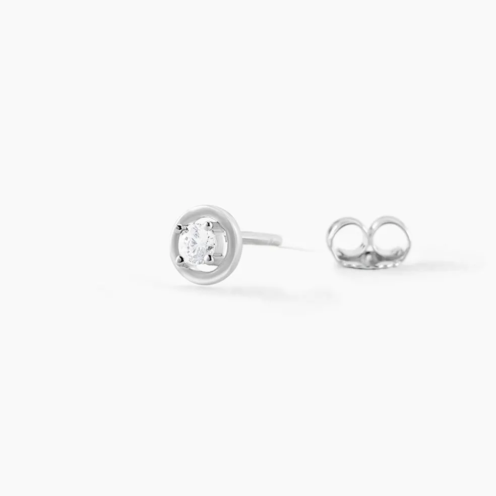 Boucles D'oreilles Puces Argent Blanc Laureto Oxydes De Zirconium