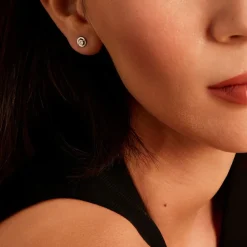 Boucles D'oreilles Puces Argent Blanc Laureto Oxydes De Zirconium