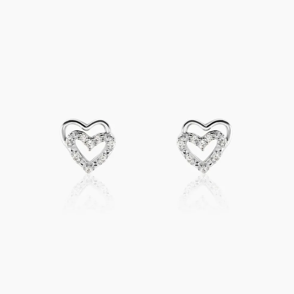 Boucles D'oreilles Puces Aoki Argent Blanc Oxyde De Zirconium