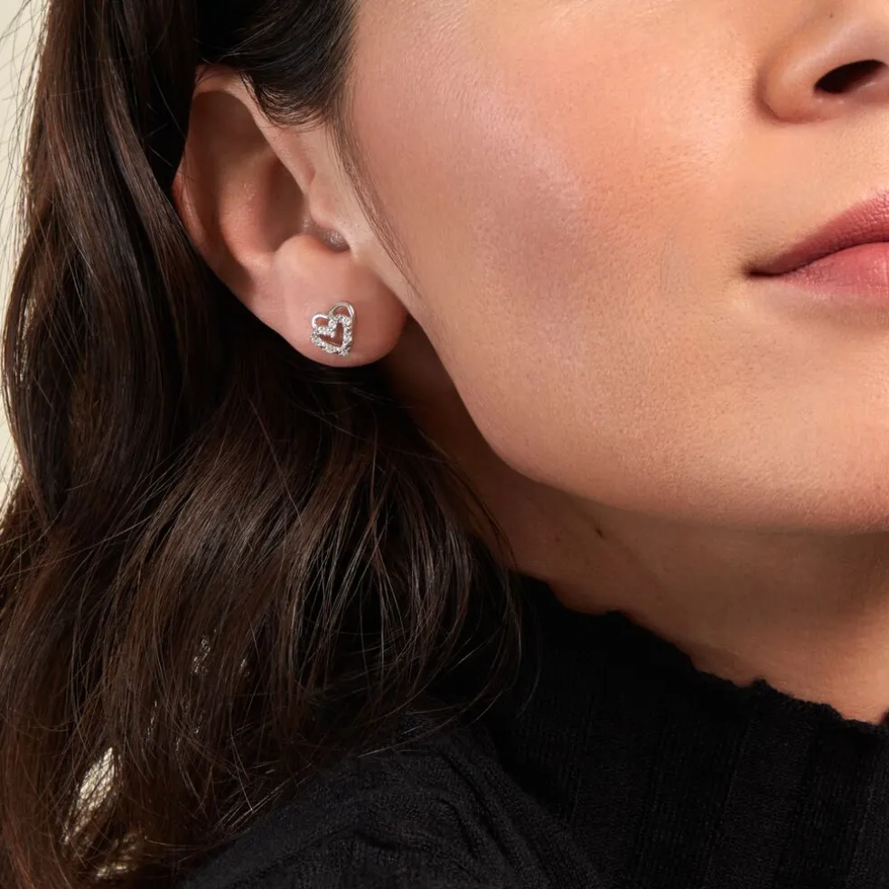 Boucles D'oreilles Puces Aoki Argent Blanc Oxyde De Zirconium