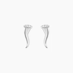 Boucles D'oreilles Puces Amalthee Argent Blanc Oxyde De Zirconium
