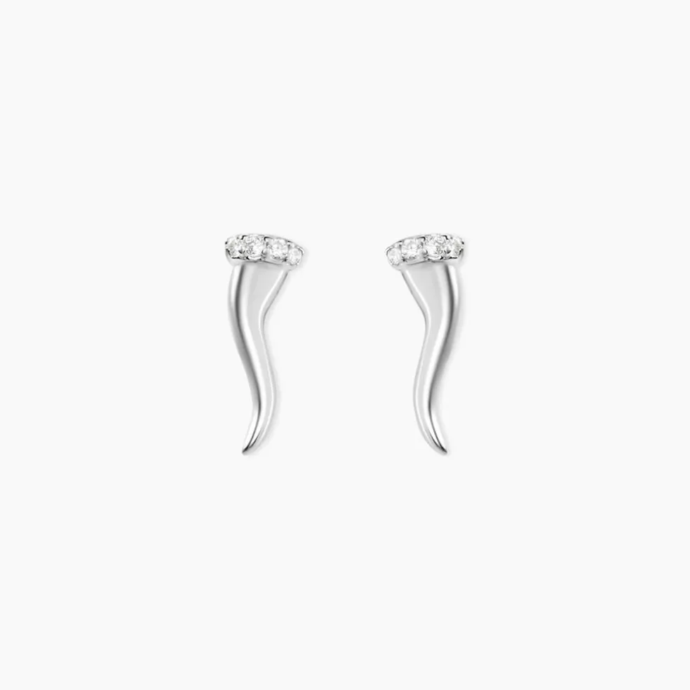 Boucles D'oreilles Puces Amalthee Argent Blanc Oxyde De Zirconium