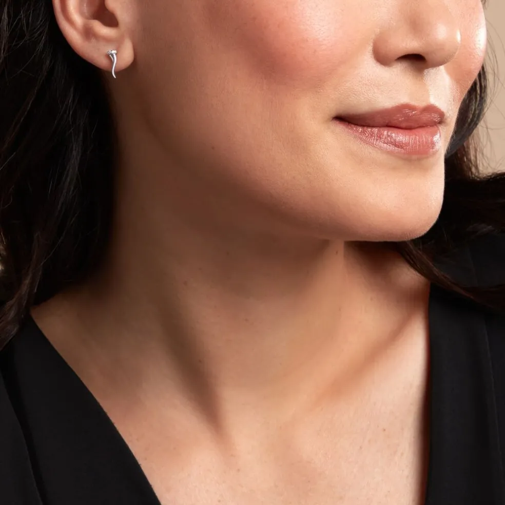 Boucles D'oreilles Puces Amalthee Argent Blanc Oxyde De Zirconium