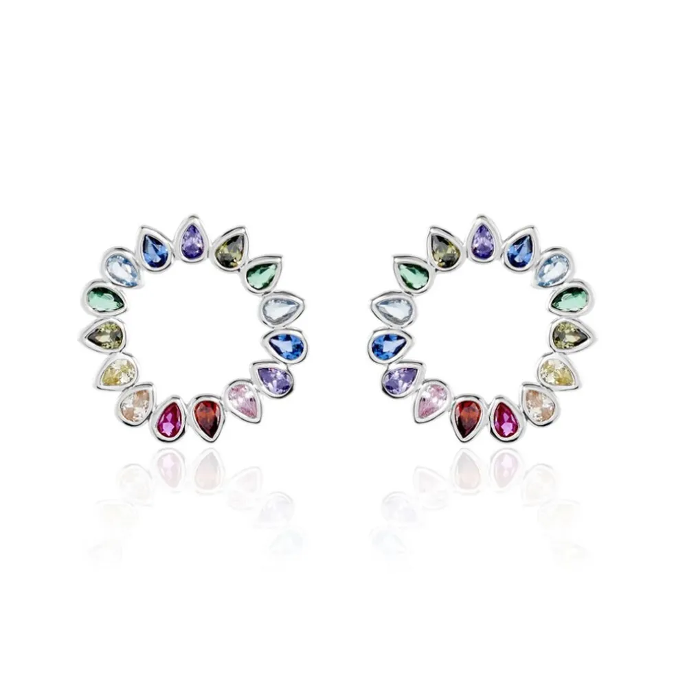 Boucles D'oreilles Puces Argent Blanc Ethem Oxydes Spinelles