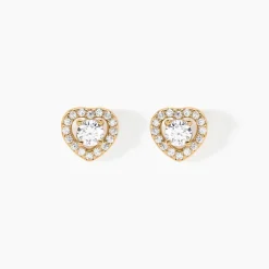 Boucles D'oreilles Puces Alais Plaqué Or Jaune Oxyde De Zirconium