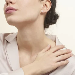 Boucles D'oreilles Puces Alais Plaqué Or Jaune Oxyde De Zirconium