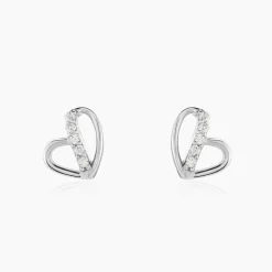 Boucles D'oreilles Puces Arika Argent Blanc Oxyde De Zirconium